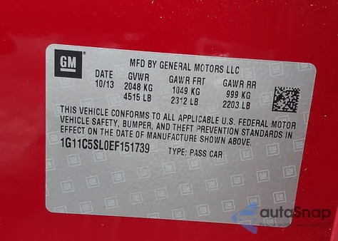 2014 Chevrolet Malibu 1Lt from USA, damaged, VIN 1G11C5SL0EF151739